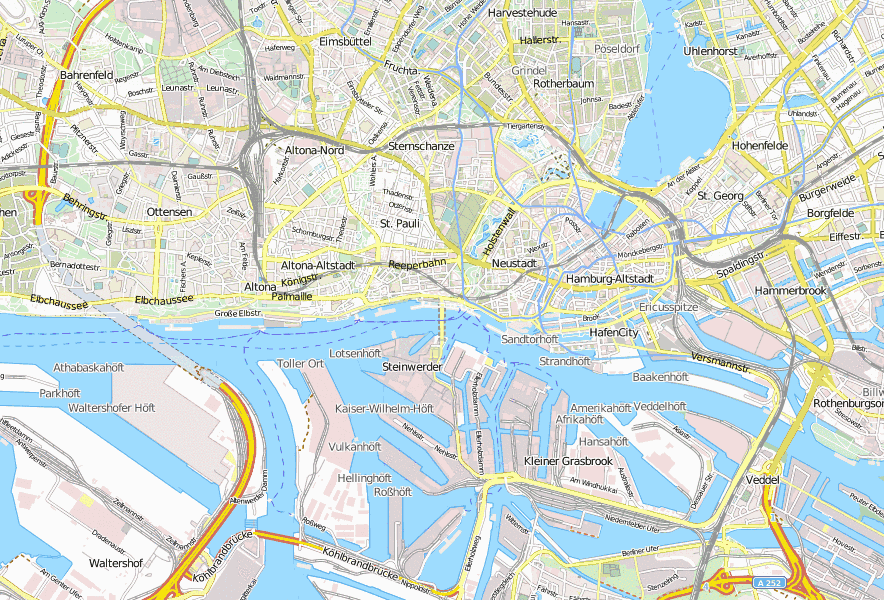 Alter Elbtunnel Stadtplan mit Luftansicht und Unterkünften von Hamburg