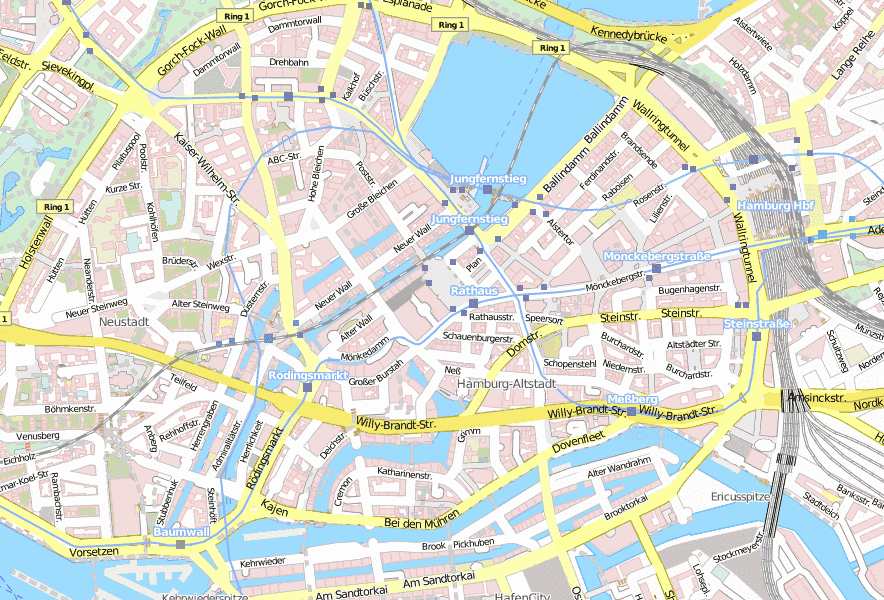 Rathaus Hamburg Stadtplan mit Satellitenbild und Unterkünften von Hamburg